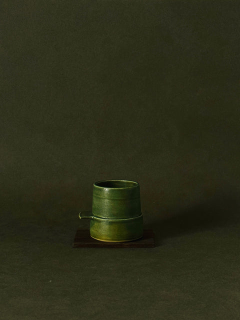 Wilson & Emho Ceramics | Forest green glazed tapered mug with handle (Pre-order)