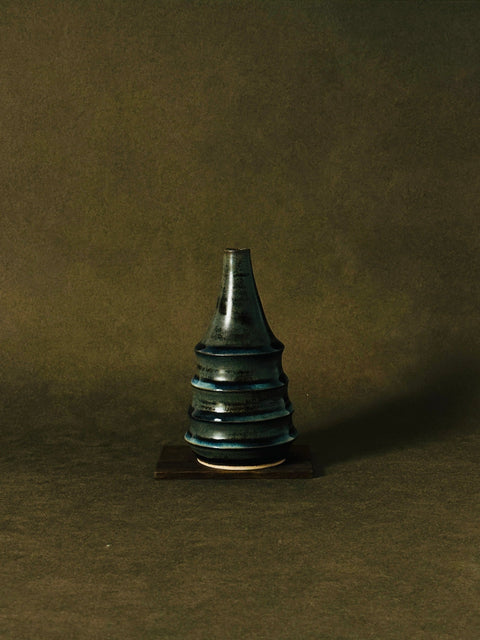 Wilson & Emho Ceramics | Rustic green and blue glazed stepped vase