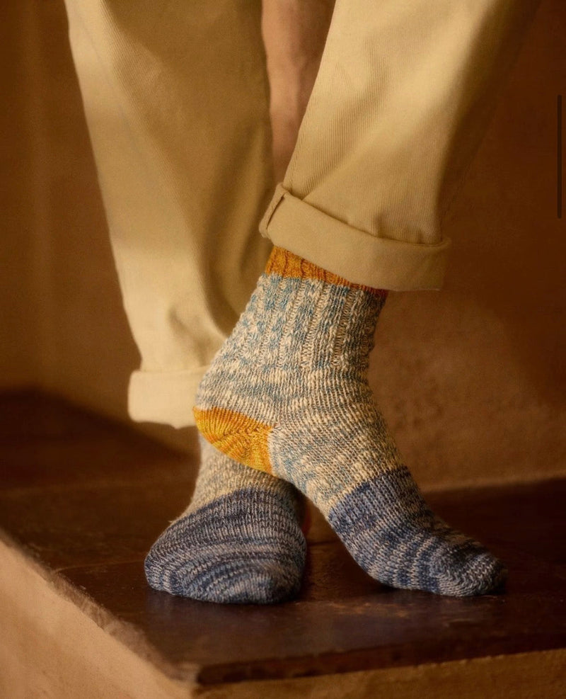Thunders Love | Charlie Cotton Socks (Blue & Mustard)