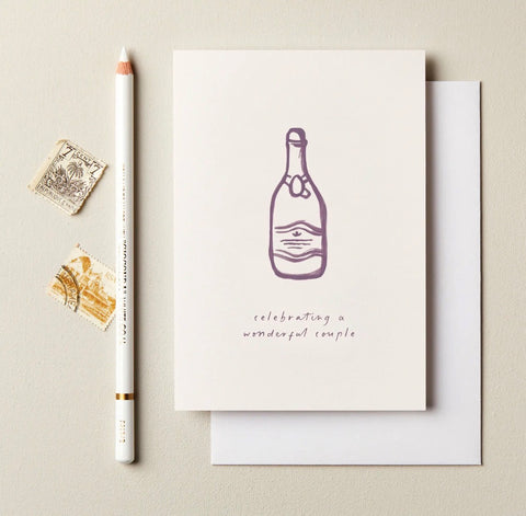 Wonderful Couple Champagne Illustrated Anniversary Card