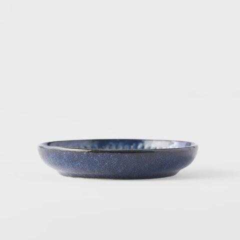 Ridged Indigo Sauce Dish 9cm