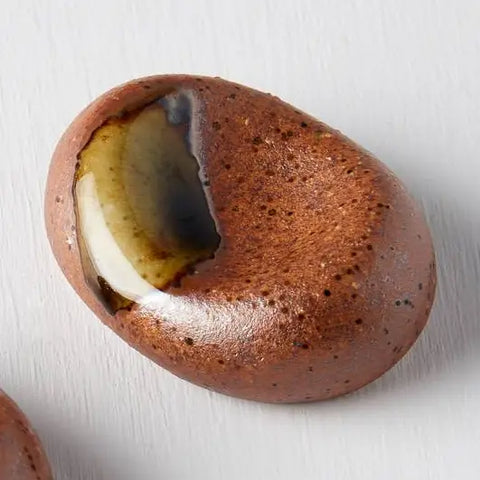 Brown with Green Splash Chopstick Pebble Rest