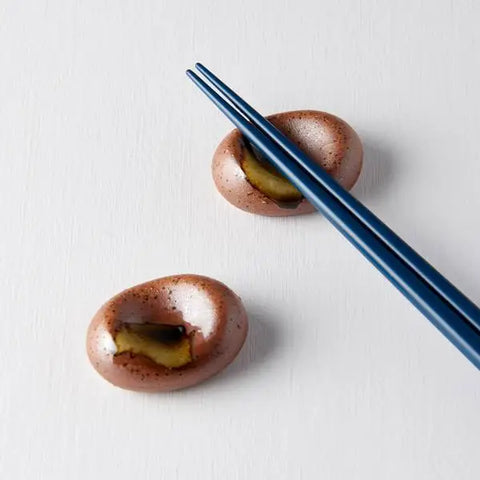 Brown with Green Splash Chopstick Pebble Rest