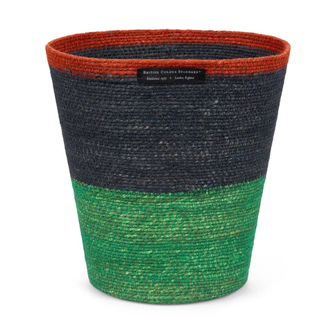 Seagrass Waste Paper Basket in Midnight and Beryl Green