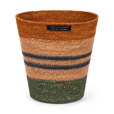 Seagrass Waste Paper Basket in Olive & Old Rose