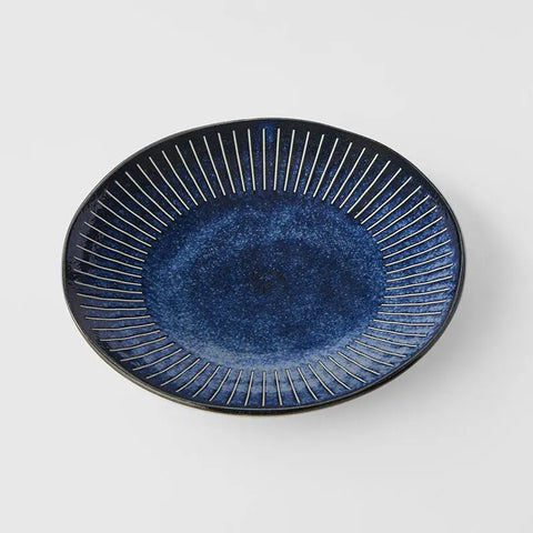 Ridged Indigo Dinner Plate 25cm