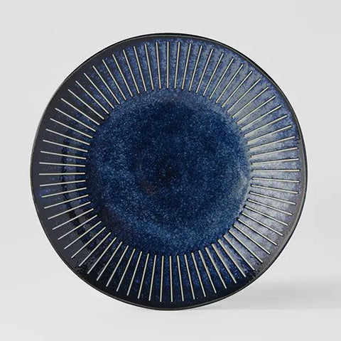 Ridged Indigo Dinner Plate 25cm