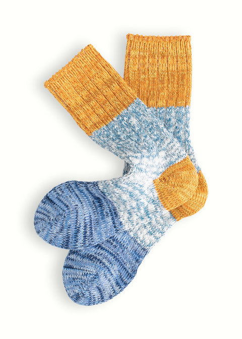 Thunders Love | Charlie Cotton Socks (Blue & Mustard)