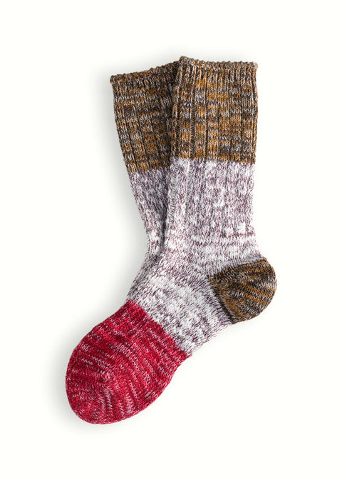 Thunders Love | Charlie Cotton Socks (Red & Coffee)