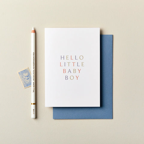 Hello baby Boy Card | Light Blue