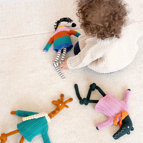 Sophie Home | Cotton Knit Stuffed Animal Ragdoll Giraffe Green