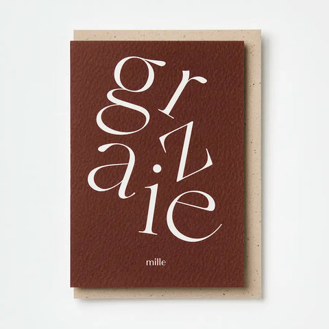 Thank You Card Grazie (Burgundy)