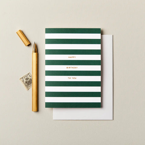Happy Birthday Card | Green Stripes