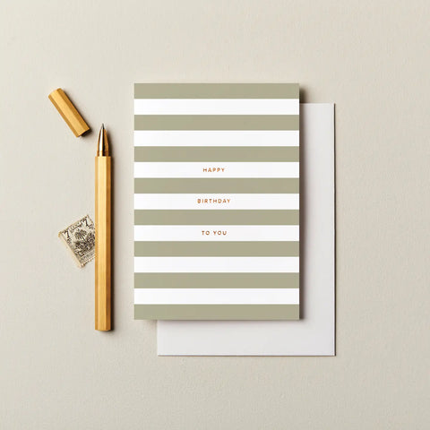 Happy Birthday Card | Olive Stripes