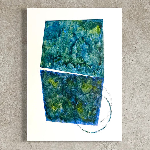 ORIGINAL Hand Painted Watercolour Artwork #806 - Dual Perspectives in Blue