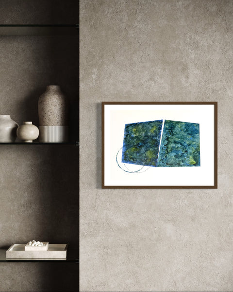 ORIGINAL Hand Painted Watercolour Artwork #806 - Dual Perspectives in Blue