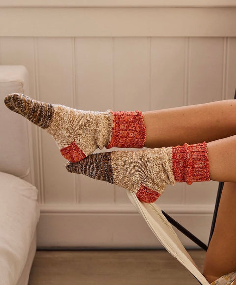 Thunders Love | Charlie Cotton Socks (Brown & Red)