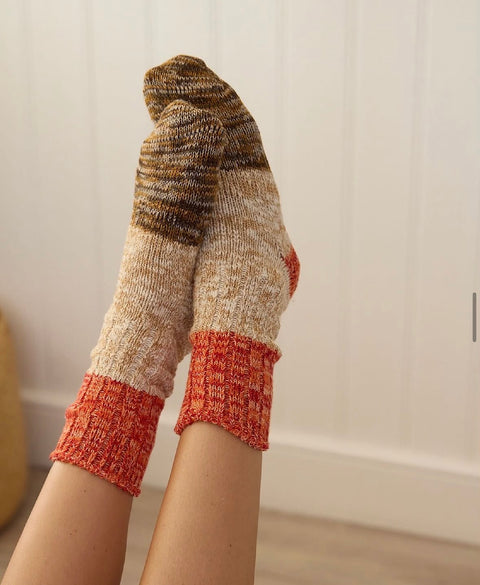 Thunders Love | Charlie Cotton Socks (Brown & Red)