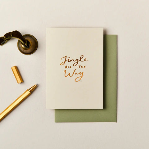 Jingle All the Way Foiled Card | Cream & Gold