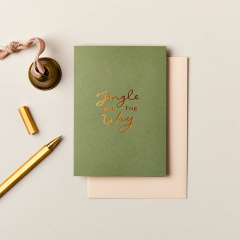 Jingle All the Way Foiled Card | Olive Green