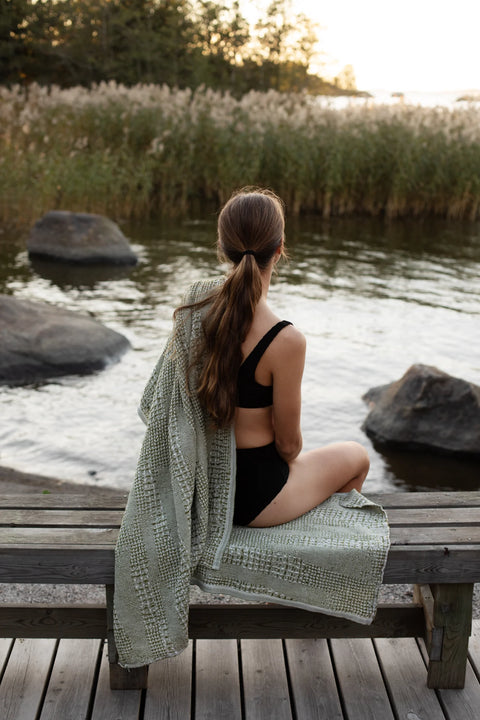 Lapuan Kankurit KUOHU Large Bath Towel (White-olive) - XL