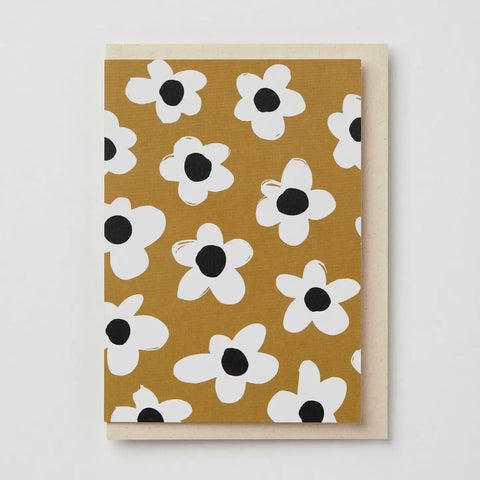 Anenome Flower Notecard in Black, Beige and Cream