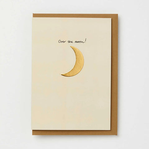 Over the Moon Good News/New Baby Card with Gold Foil