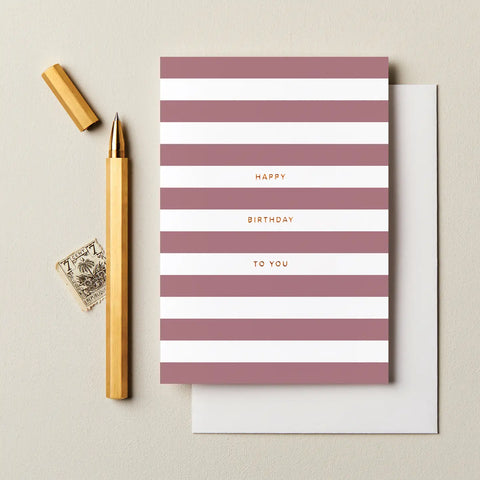 Happy Birthday Card | Pink Stripes