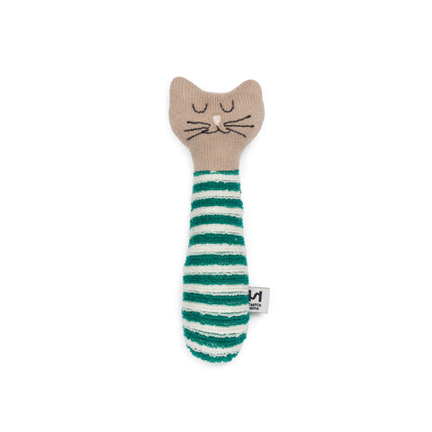 Sophie Home | Cotton Knit Baby Rattle Toy Cat Green