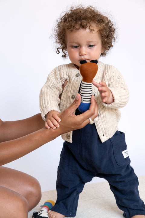 Sophie Home | Cotton Knit Baby Rattle Toy Dog Cobalt