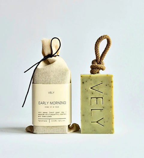 Natural Handmade Soap On A Rope | Early Morning with Peppermint & Eucalyptus