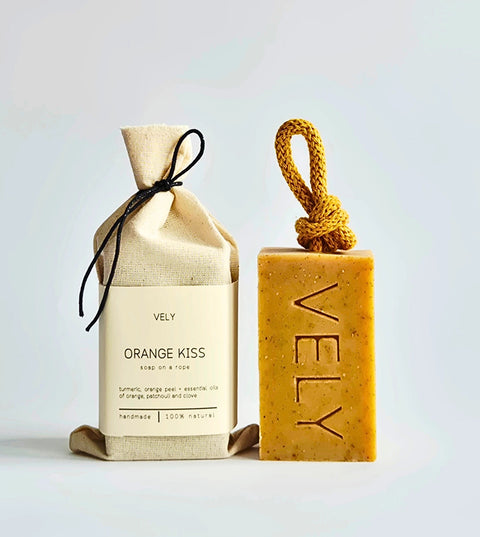 Natural Handmade Soap On A Rope | Orange Kiss with Orange Essential Oil