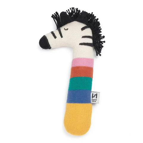 Sophie Home | Cotton Knit Baby Rattle Toy Zebra Rainbow