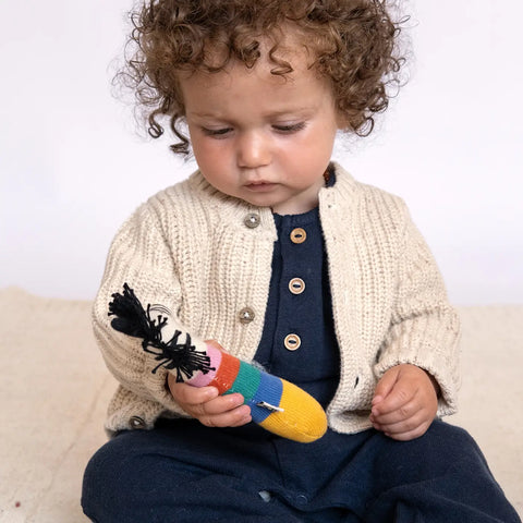 Sophie Home | Cotton Knit Baby Rattle Toy Zebra Rainbow
