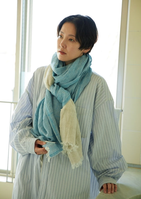 Lapuan Kankurit TSAVO linen scarf (Blue White)