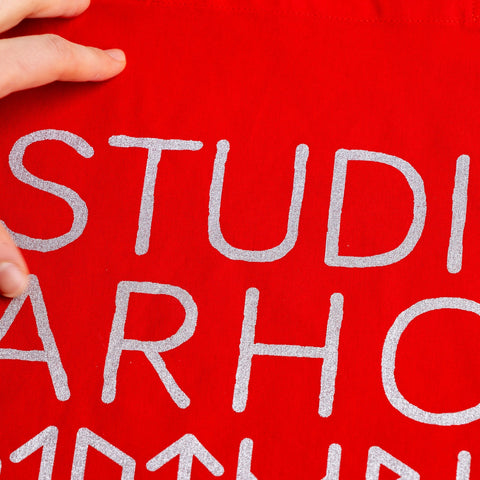 Arhoj Tote | Red and Silver logo