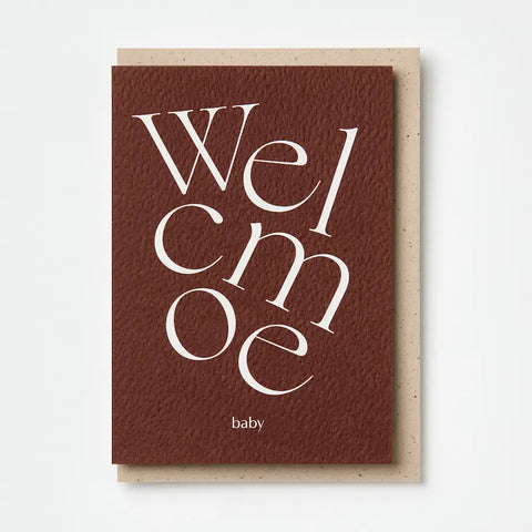 Welcome Baby New Arrival Card (Burgundy)