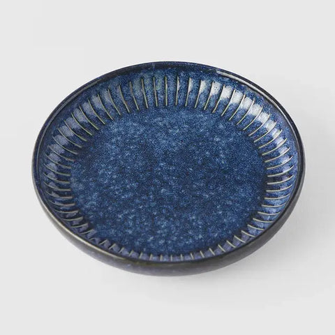Ridged Indigo Sauce Dish 9cm