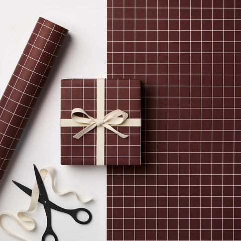 Gift Wrapping Service Burgundy grid
