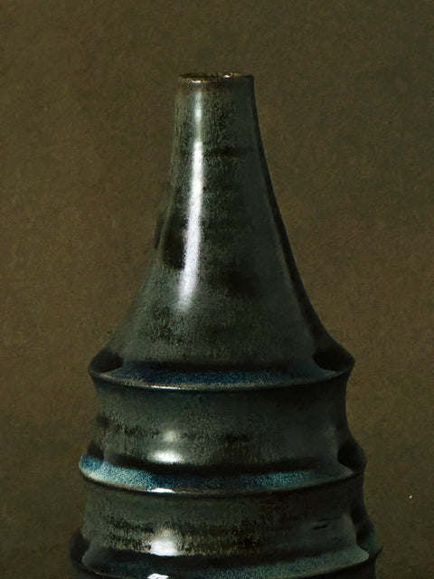 Wilson & Emho Ceramics | Rustic green and blue glazed stepped vase